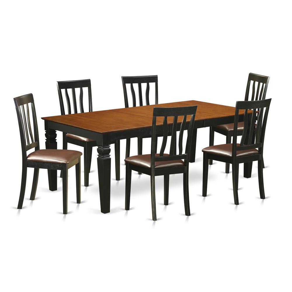 7  Pc  Table  set  with  a  Dining  Table  and  6  Dining  Chairs  in  Black  and  Cherry. Picture 2