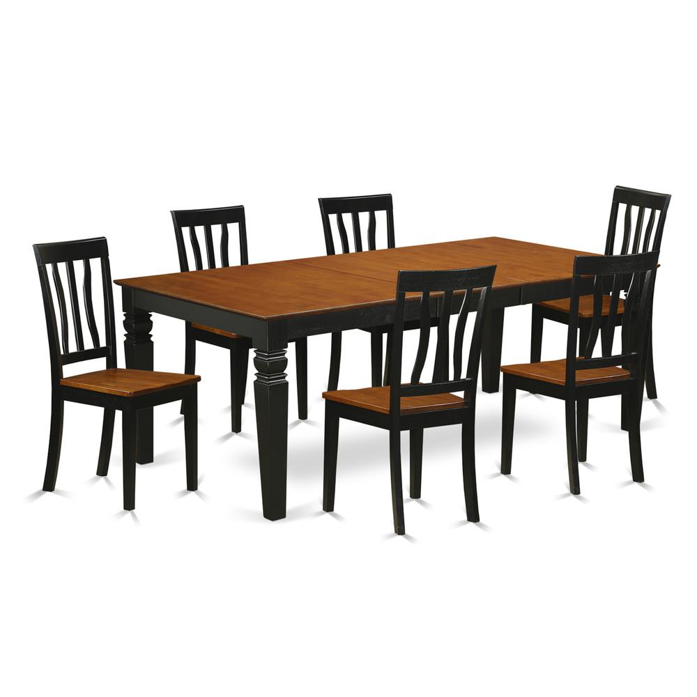 7  Pc  Dining  room  set  with  a  Table  and  6  Kitchen  Chairs  in  Black  and  Cherry. Picture 2