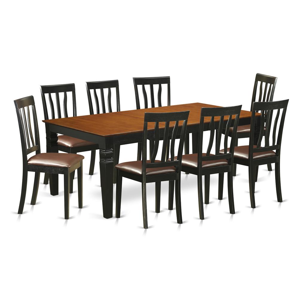 9  PcKitchen  Table  set  with  a  Dining  Table  and  8  Kitchen  Chairs  in  Black  and  Cherry. Picture 2