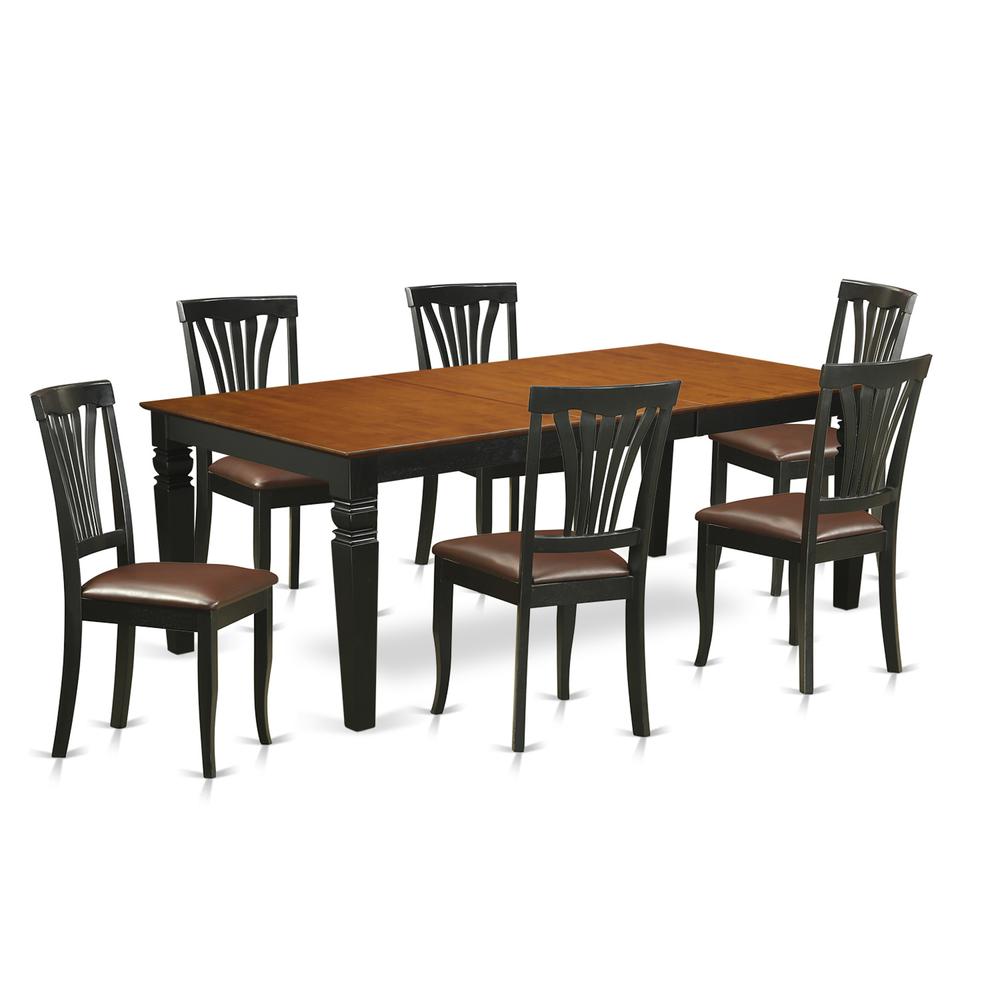 7  PcTable  and  chair  set  with  a  Table  and  6  Dining  Chairs  in  Black  and  Cherry. Picture 2