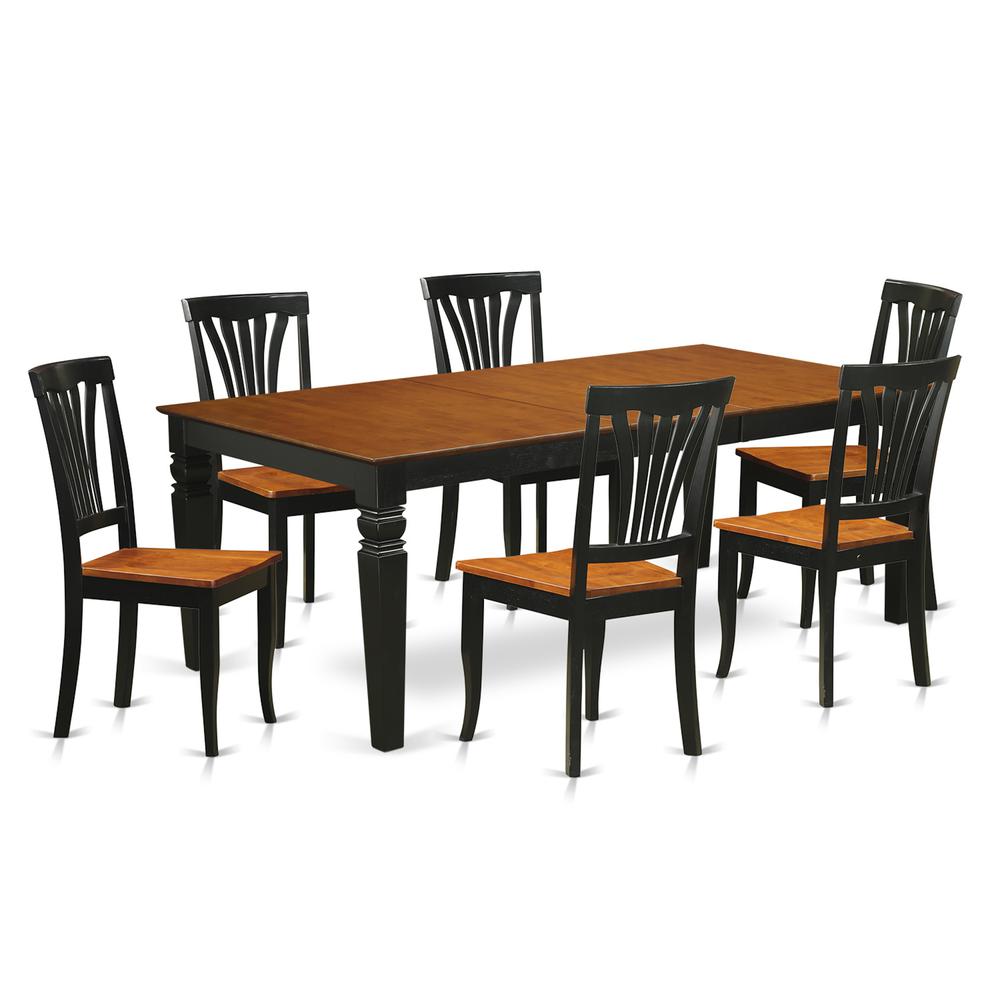 7  Pc  Dinette  set  with  a  Table  and  6  Dining  Chairs  in  Black  and  Cherry. Picture 2