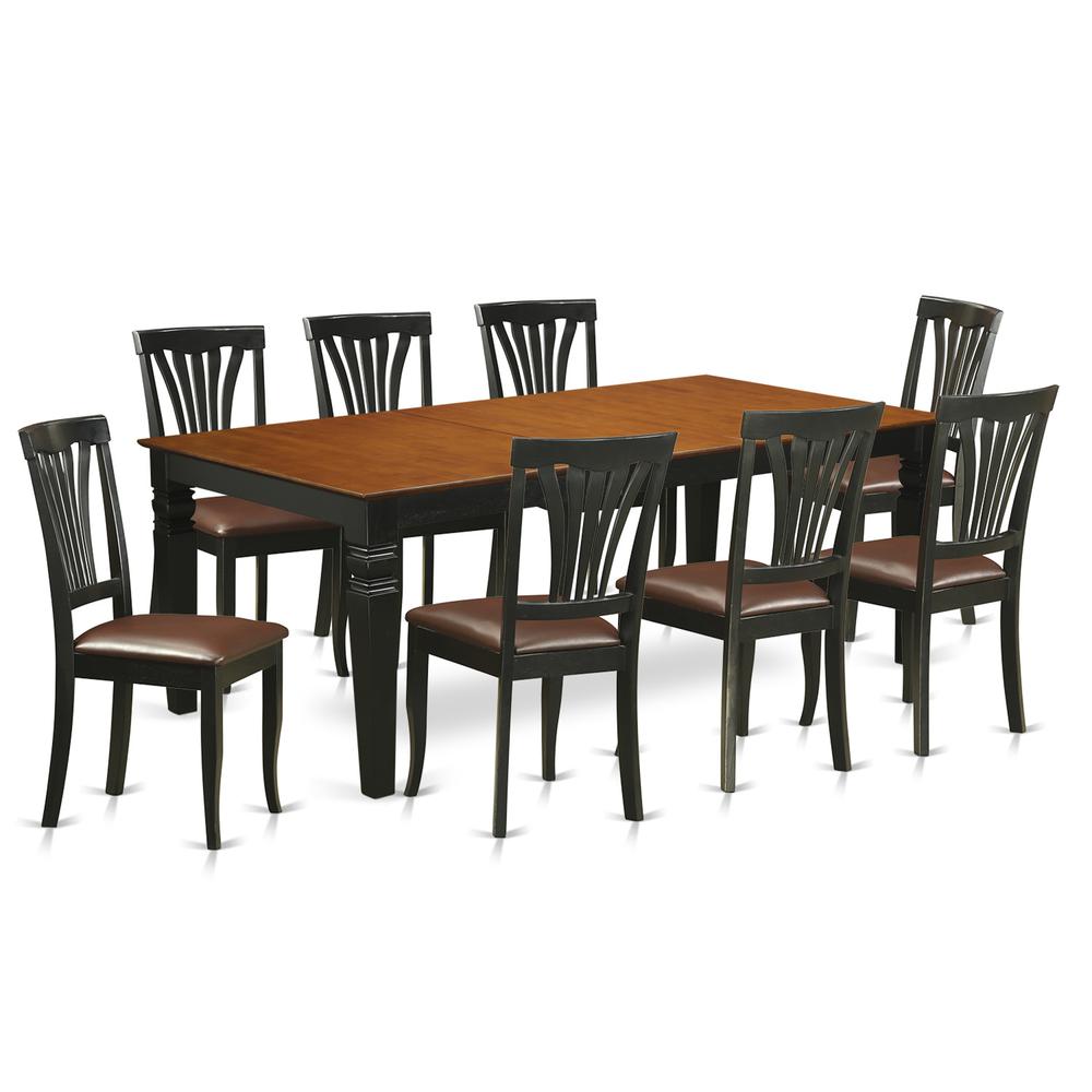 9  PcTable  set  with  a  Dining  Table  and  8  Dining  Chairs  in  Black  and  Cherry. Picture 2