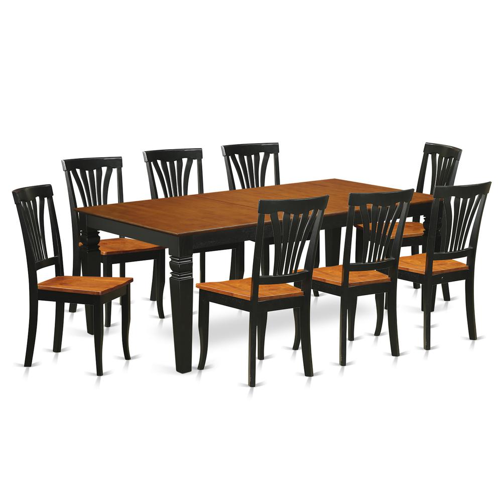 9  PC  Kitchen  dinette  set  with  a  Dining  Table  and  8  Dining  Chairs  in  Black  and  Cherry. Picture 2