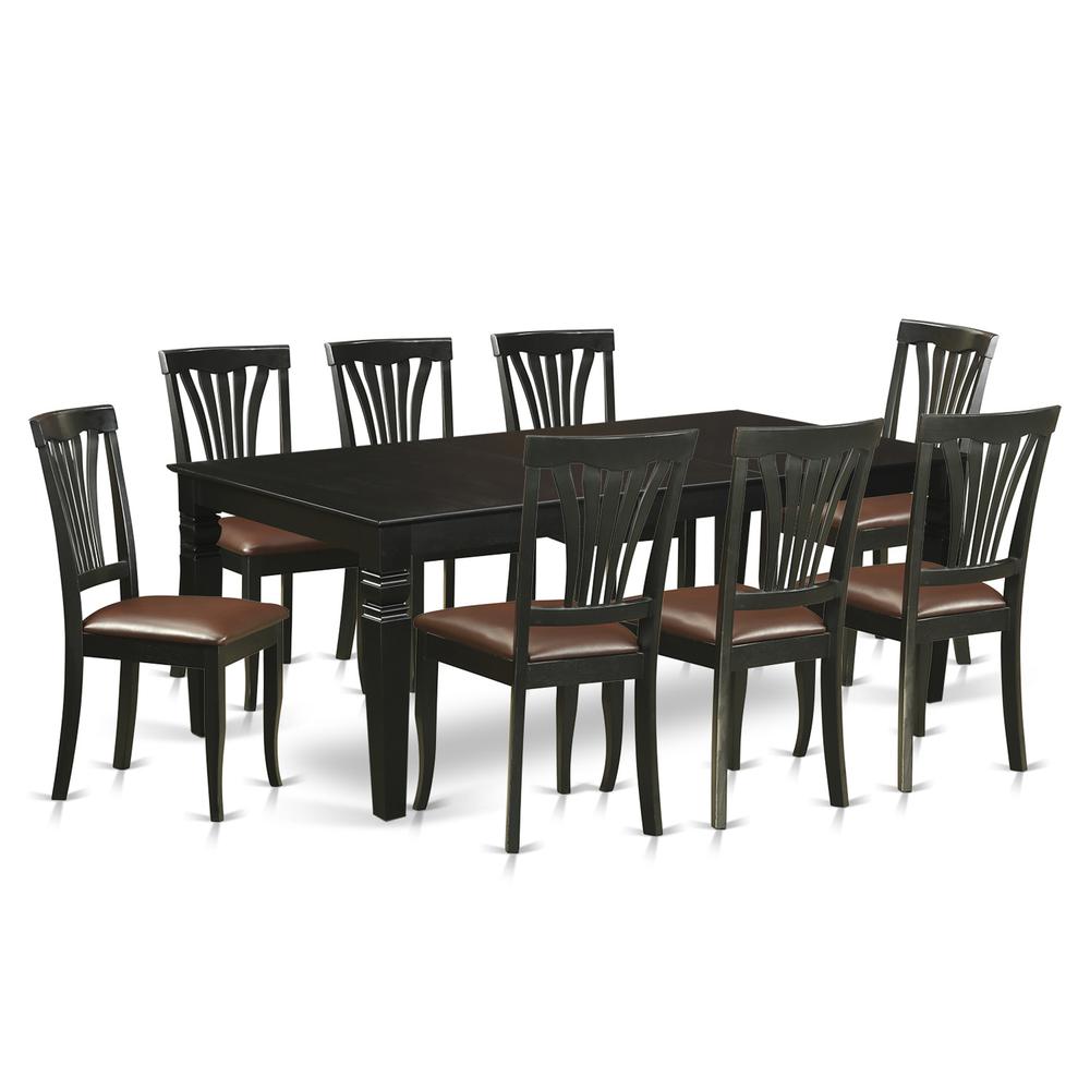 9  Pc  Dinette  set  with  a  Kitchen  Table  and  8  Leather  Dining  Chairs  in  Black. Picture 2