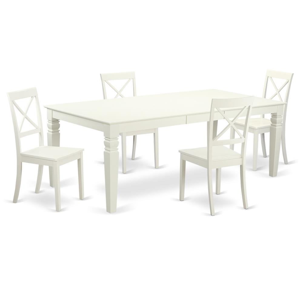 5  PcKitchen  Table  set  with  a  Dining  Table  and  4  Dining  Chairs  in  Linen  White. Picture 2