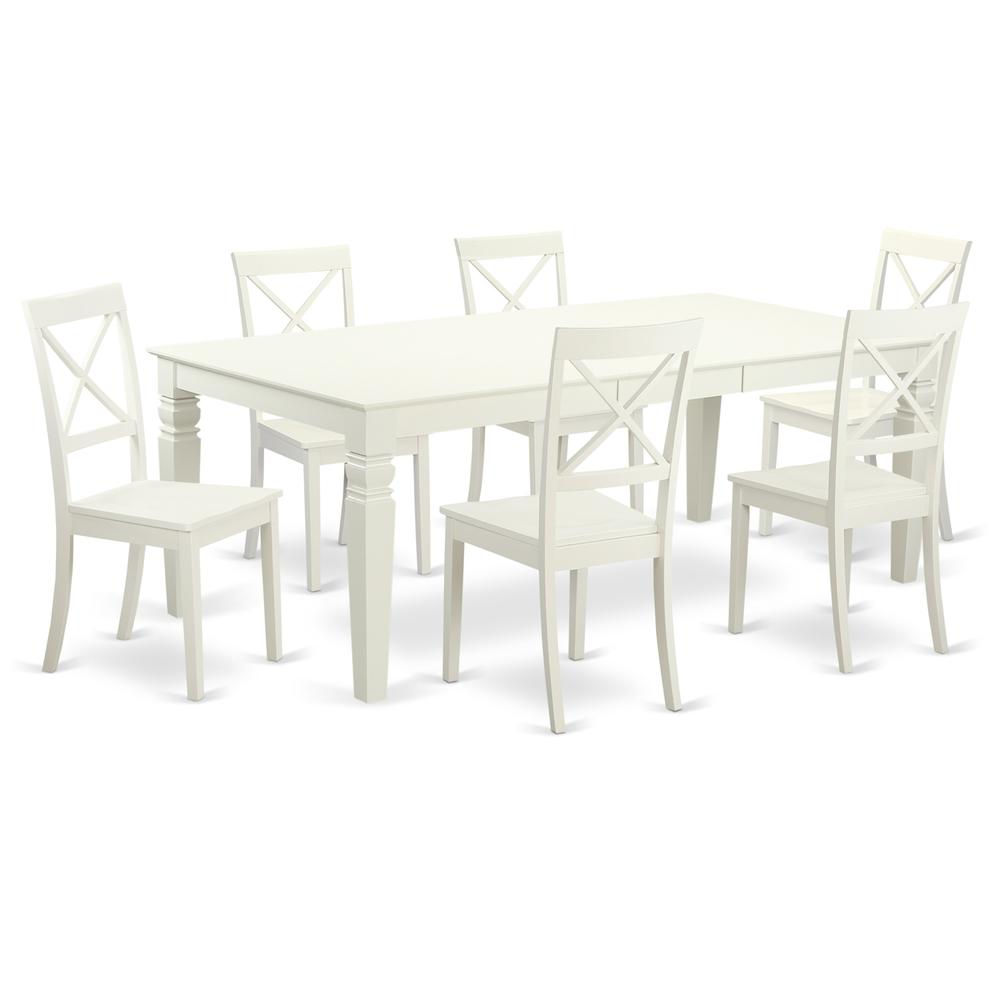 7  PC  Kitchen  Tables  and  chair  set  with  a  Table  and  6  Dining  Chairs  in  Linen  White. Picture 2