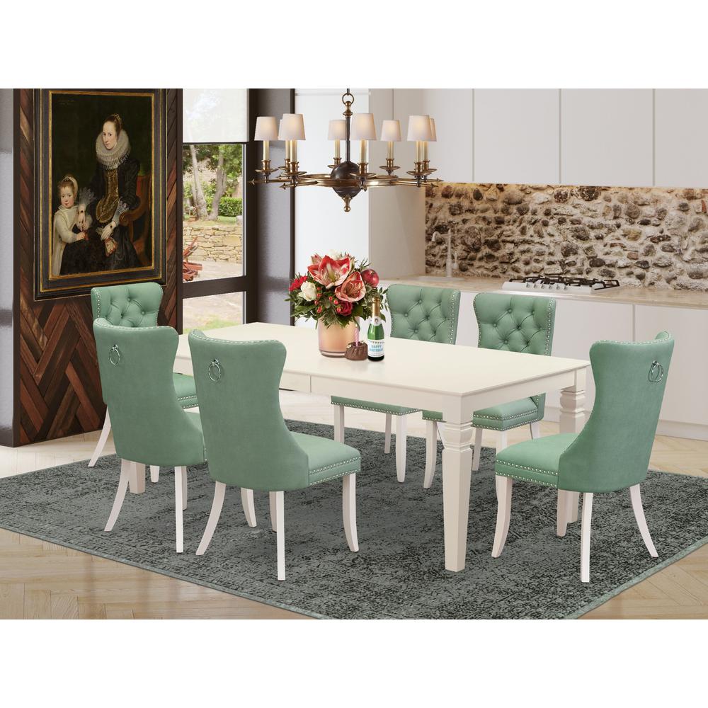 7 Piece Dining Table Set Contains a Rectangle Kitchen Table with Butterfly Leaf. Picture 6