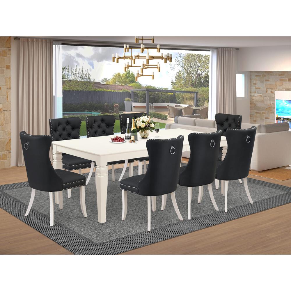 9 Piece Dining Table Set Contains a Rectangle Kitchen Table with Butterfly Leaf. Picture 6