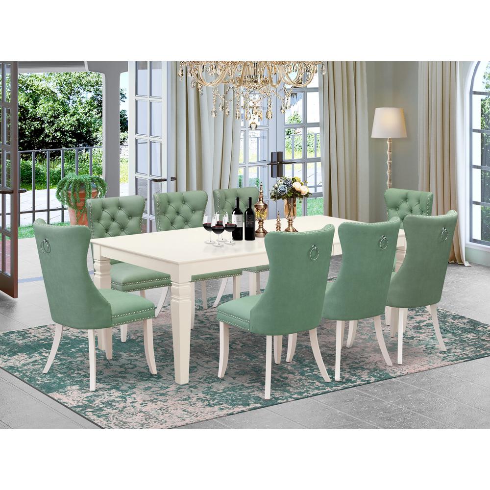 9 Piece Dining Set Consists of a Rectangle Dining Table with Butterfly Leaf. Picture 6