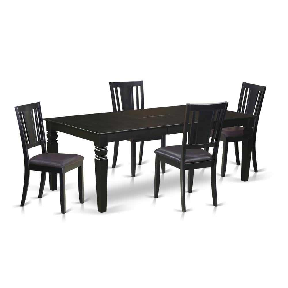 5  Pc  Dining  set  with  a  Dining  Table  and  4  Leather  Dining  Chairs  in  Black. Picture 2