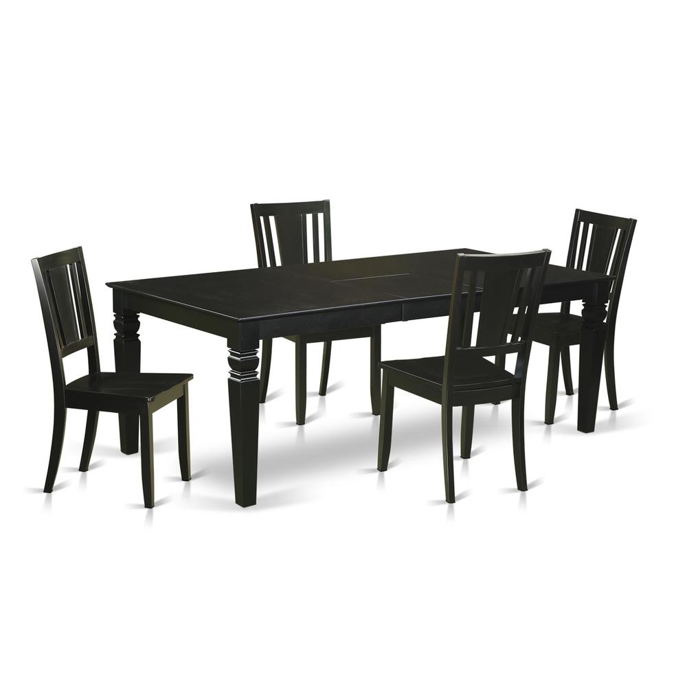 5  Pc  Dining  Room  set  with  a  Dinning  Table  and  4  Wood  Dining  Chairs  in  Black. Picture 2