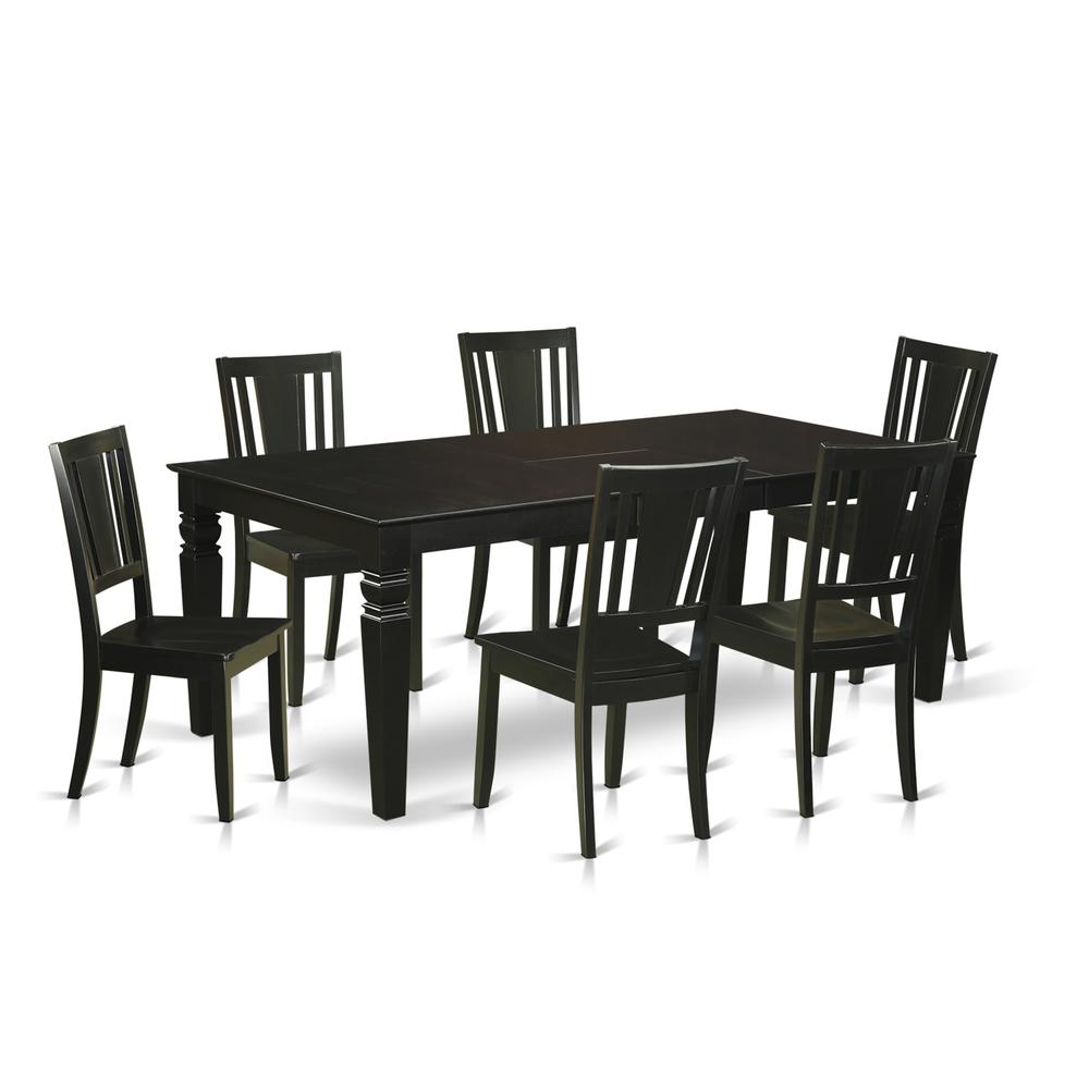 7  Pc  Dinette  set  with  a  Dining  Table  and  6  Wood  Kitchen  Chairs  in  Black. Picture 2