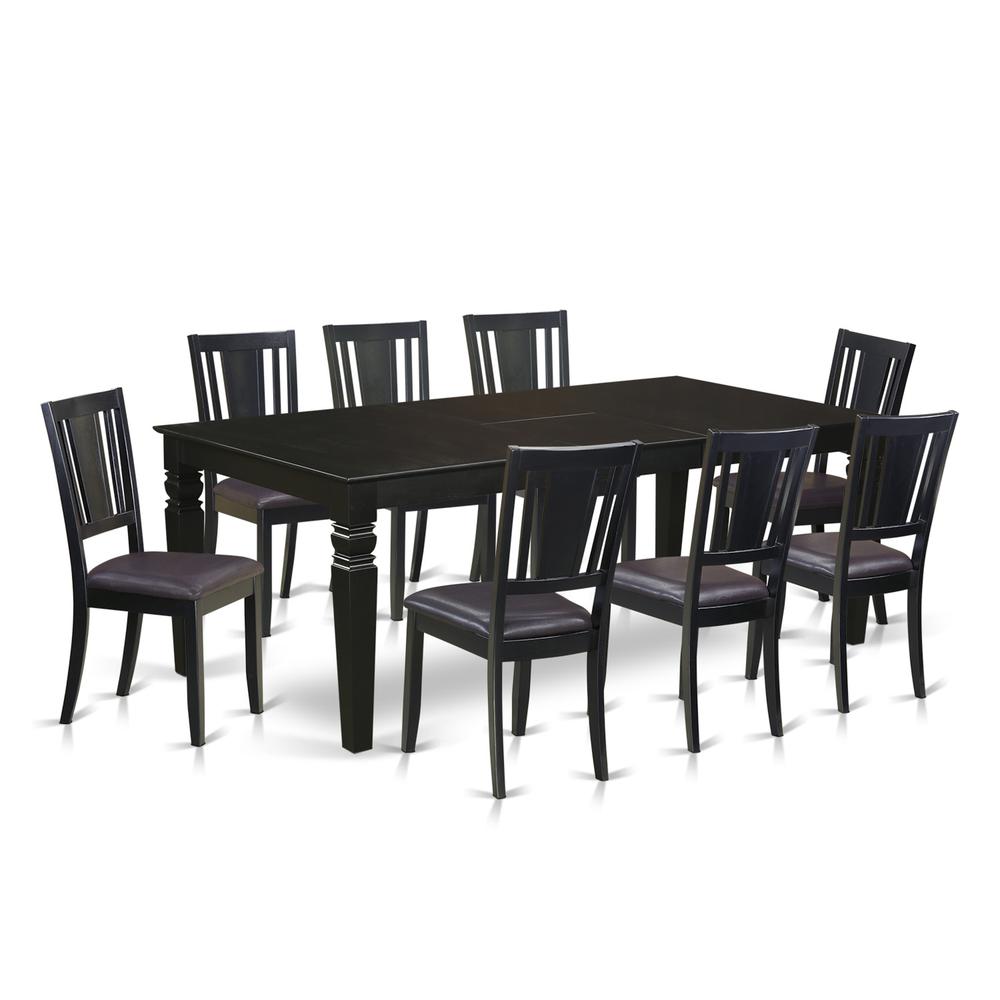9  Pc  Dinette  set  with  a  Dining  Table  and  8  Leather  Dining  Chairs  in  Black. Picture 2