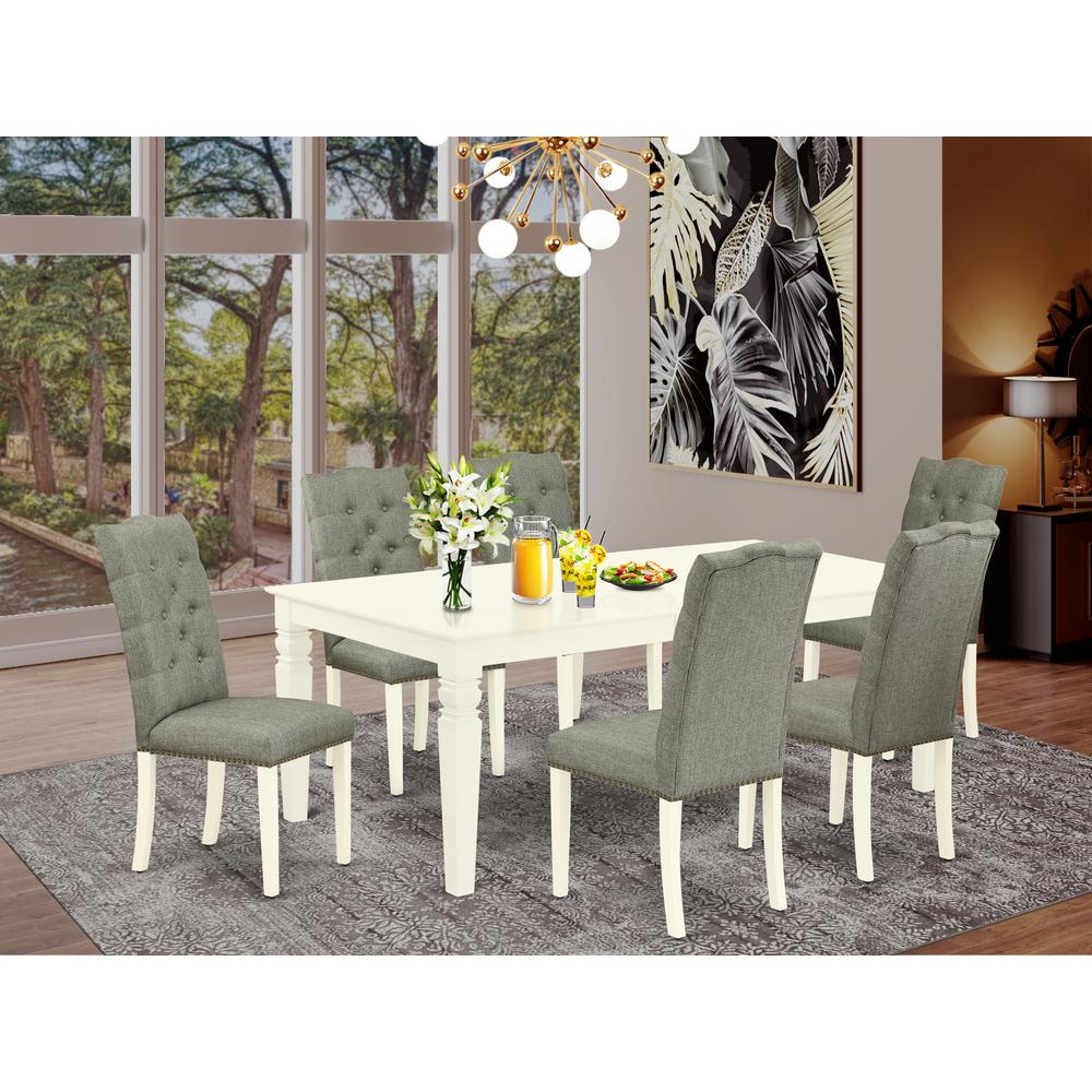 Dining Room Set Linen White, LGEL7-LWH-07. Picture 2