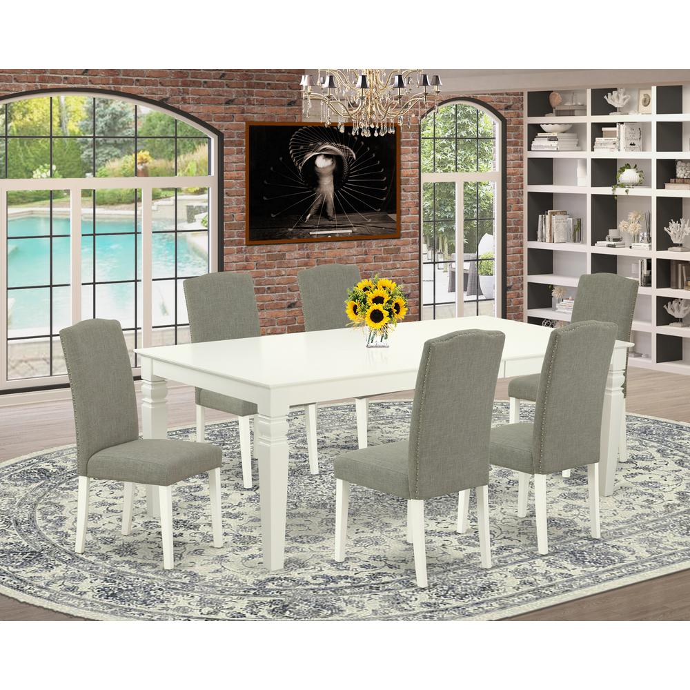 Dining Room Set Linen White, LGEN7-LWH-06. Picture 2