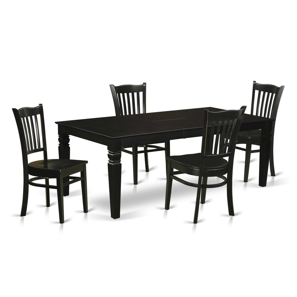 5  Pc  Dining  Room  set  with  a  Dinning  Table  and  4  Wood  Kitchen  Chairs  in  Black. Picture 2