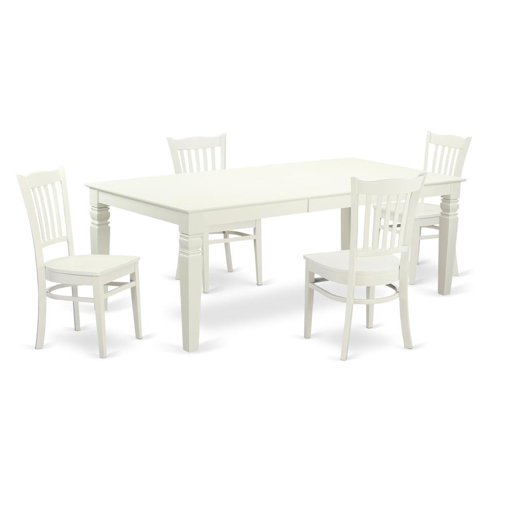 5  Pc  Kitchen  Table  set  with  a  Table  and  4  Dining  Chairs  in  Linen  White. Picture 2
