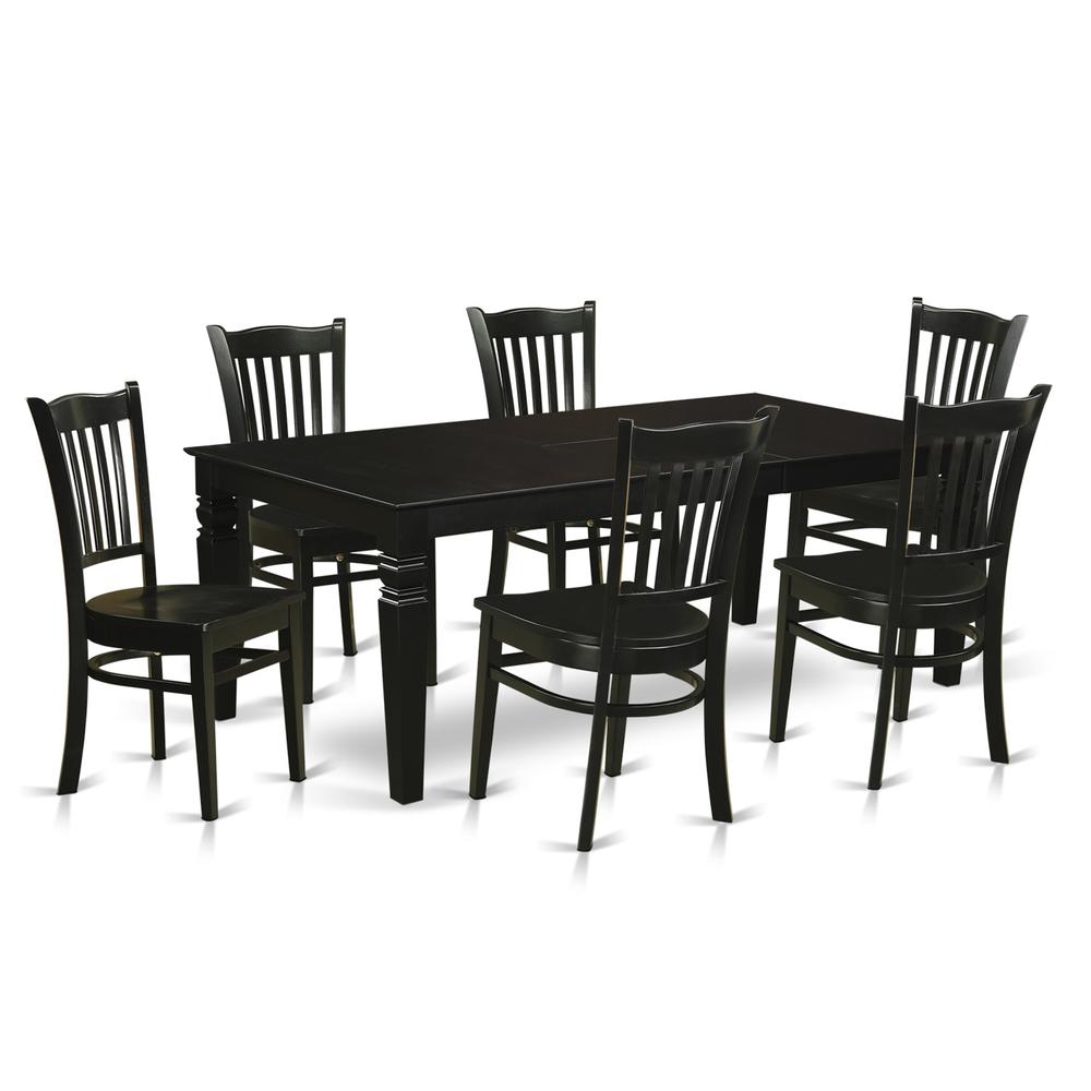 7  Pc  Dining  set  with  a  Dinning  Table  and  6  Wood  Kitchen  Chairs  in  Black. Picture 2