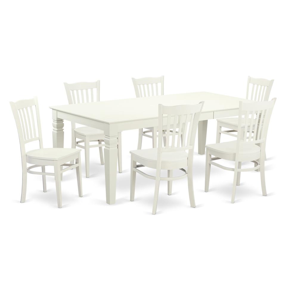 7  PcTable  and  chair  set  with  a  Dining  Table  and  6  Dining  Chairs  in  Linen  White. Picture 2