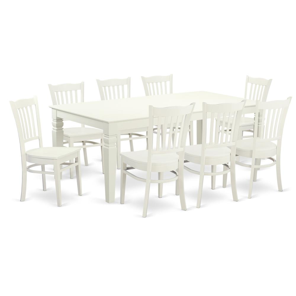 9  Pc  Dinette  set  with  a  Dining  Table  and  8  Kitchen  Chairs  in  Linen  White. Picture 2