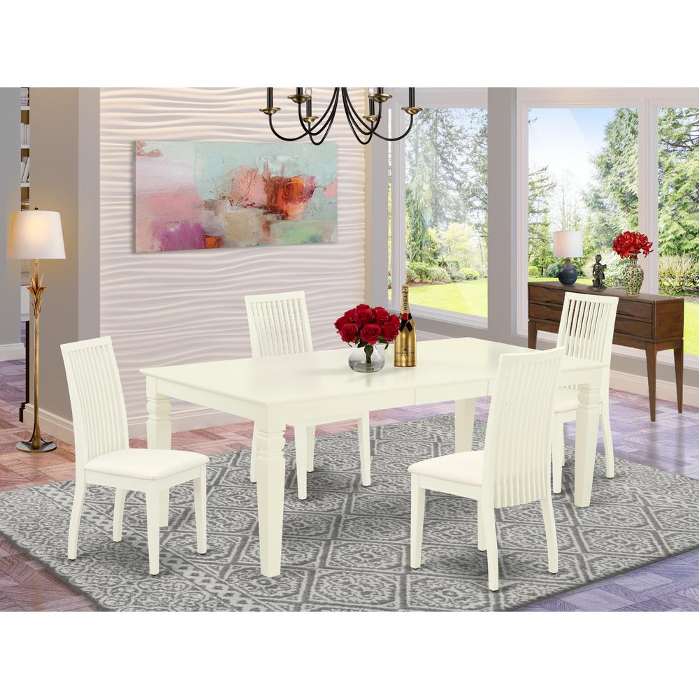 Dining Room Set Linen White, LGIP5-LWH-C. Picture 2