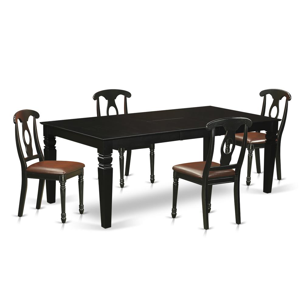 5  Pc  Dining  Room  set  with  a  Kitchen  Table  and  4  Leather  Dining  Chairs  in  Black. Picture 2