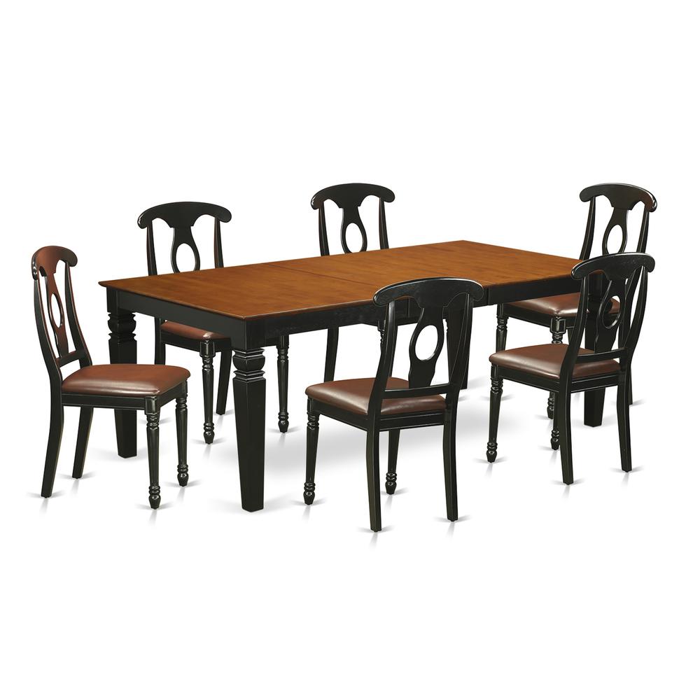 7  PcKitchen  Table  set  with  a  Table  and  6  Dining  Chairs  in  Black  and  Cherry. Picture 2