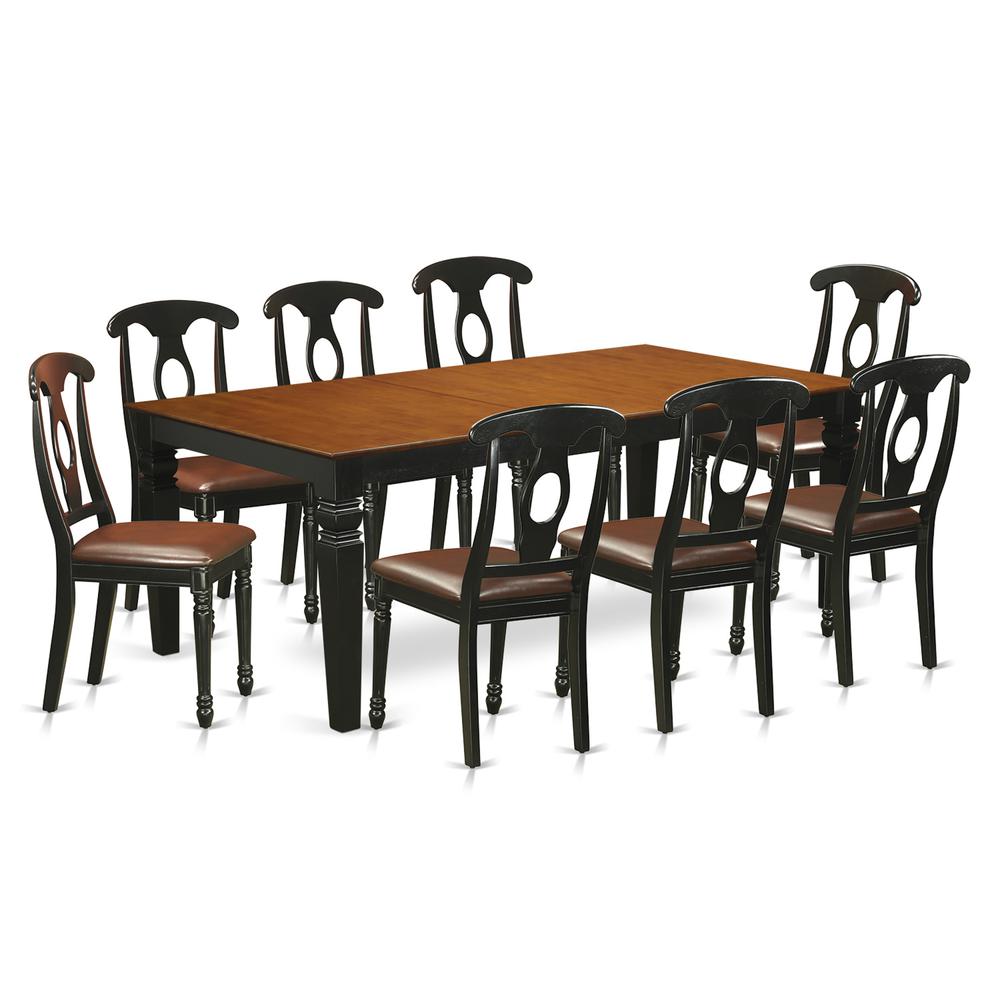 9  Pc  Table  and  chair  set  with  a  Dining  Table  and  8  Dining  Chairs  in  Black  and  Cherry. Picture 2
