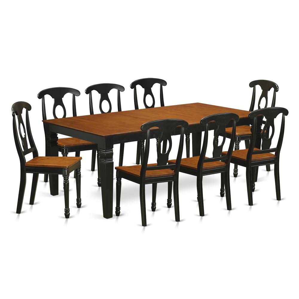 9  PC  Table  and  chair  set  with  a  Dining  Table  and  8  Dining  Chairs  in  Black  and  Cherry. Picture 2