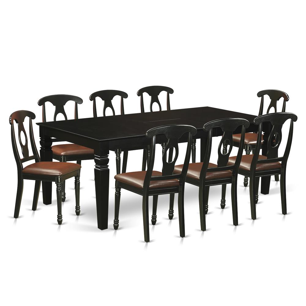 9  Pc  Dining  set  with  a  Dining  Table  and  8  Leather  Dining  Chairs  in  Black. Picture 2