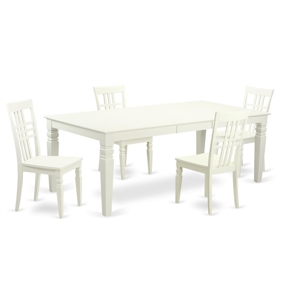 5  Pc  Dining  room  set  with  a  Table  and  4  Dining  Chairs  in  Linen  White. Picture 2