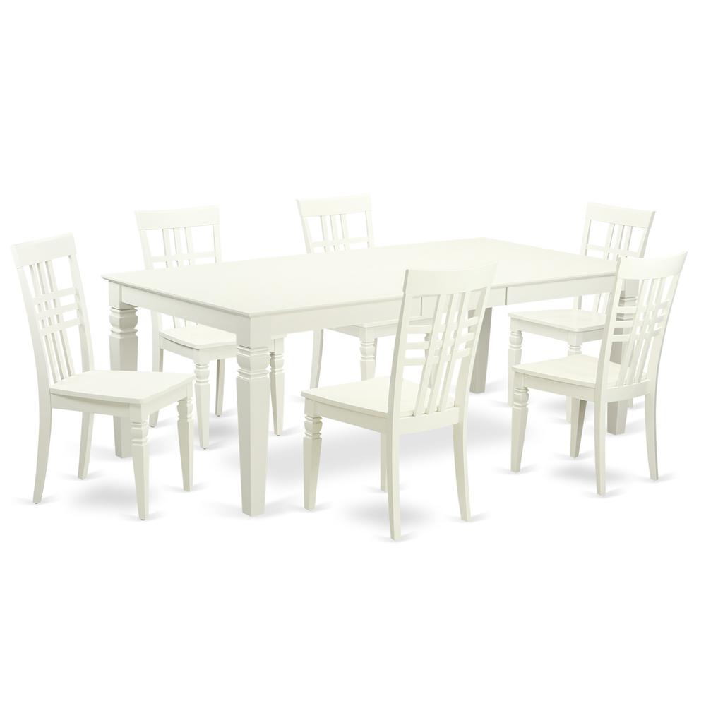 7  PcTable  set  with  a  Dining  Table  and  6  Dining  Chairs  in  Linen  White. Picture 2