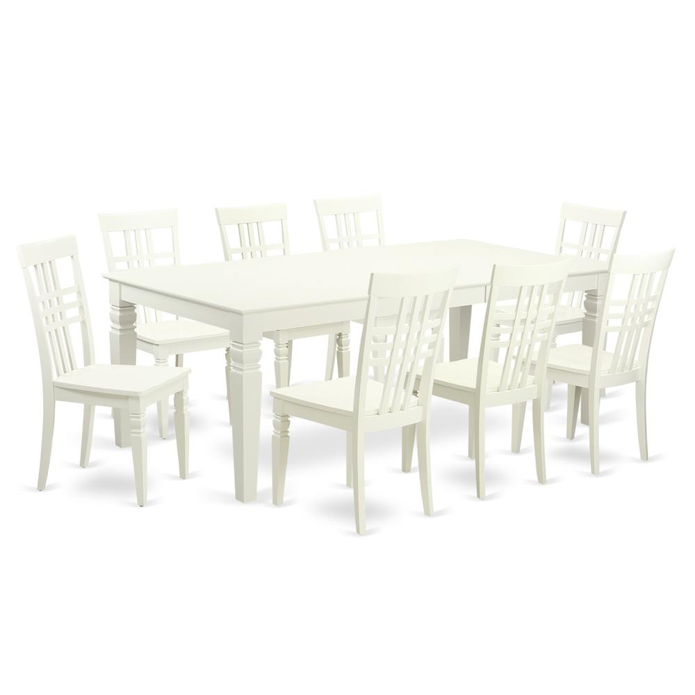 9  PcTable  set  with  a  Dining  Table  and  8  Dining  Chairs  in  Linen  White. Picture 2