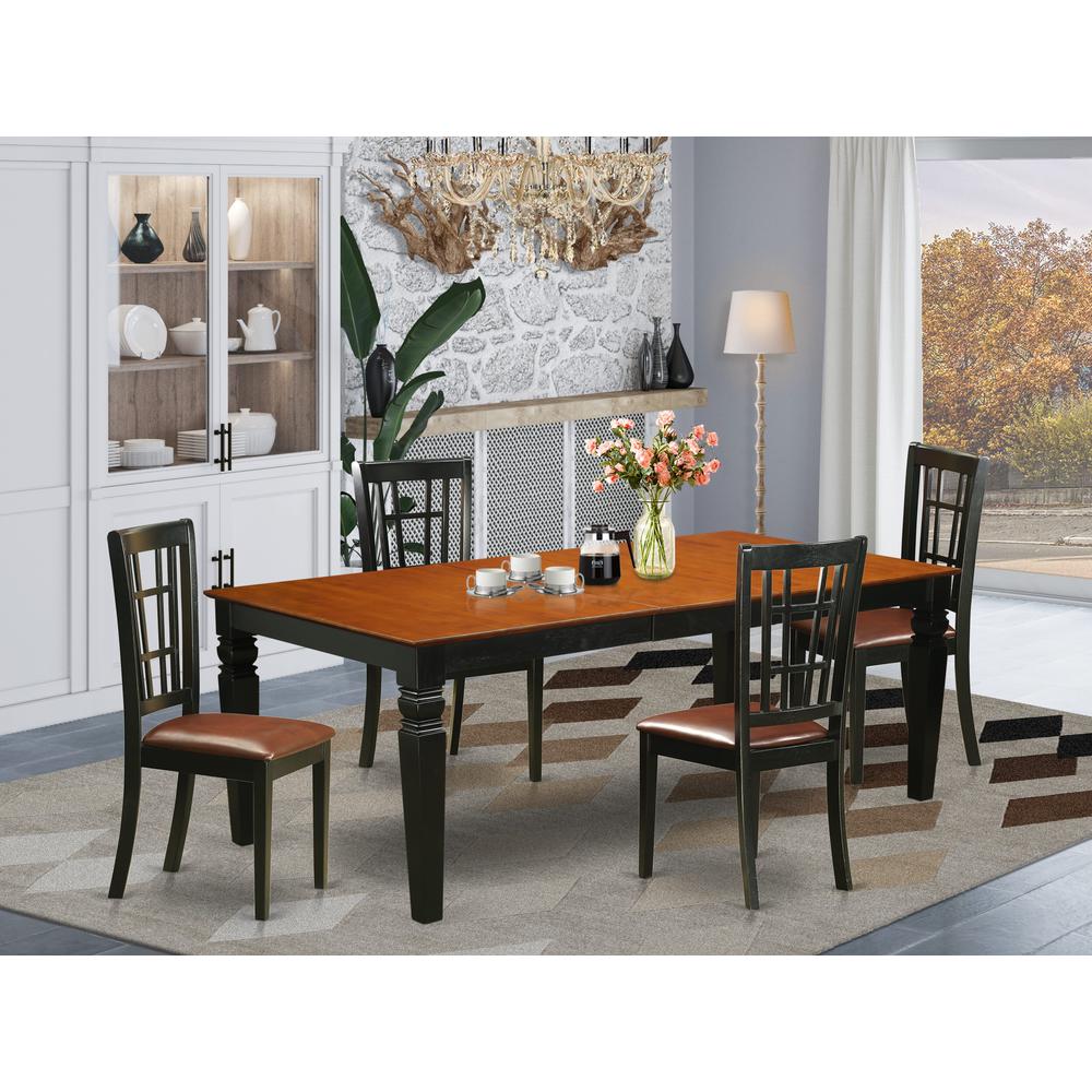 5  Pc  Dining  room  set  with  a  Dining  Table  and  4  Dining  Chairs  in  Black  and  Cherry. Picture 2