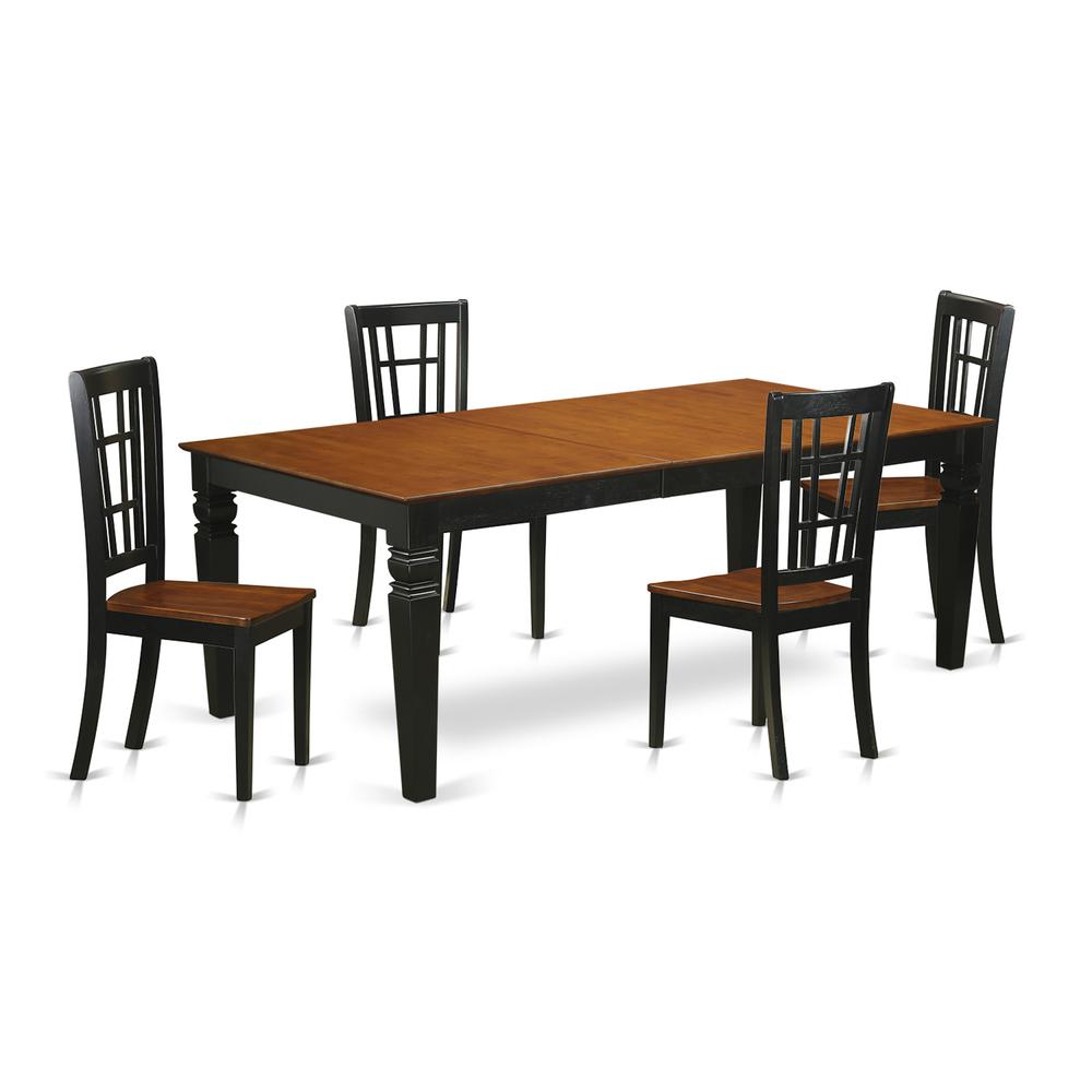 5  PC  Kitchen  Table  set  with  a  Dining  Table  and  4  Kitchen  Chairs  in  Black  and  Cherry. Picture 2