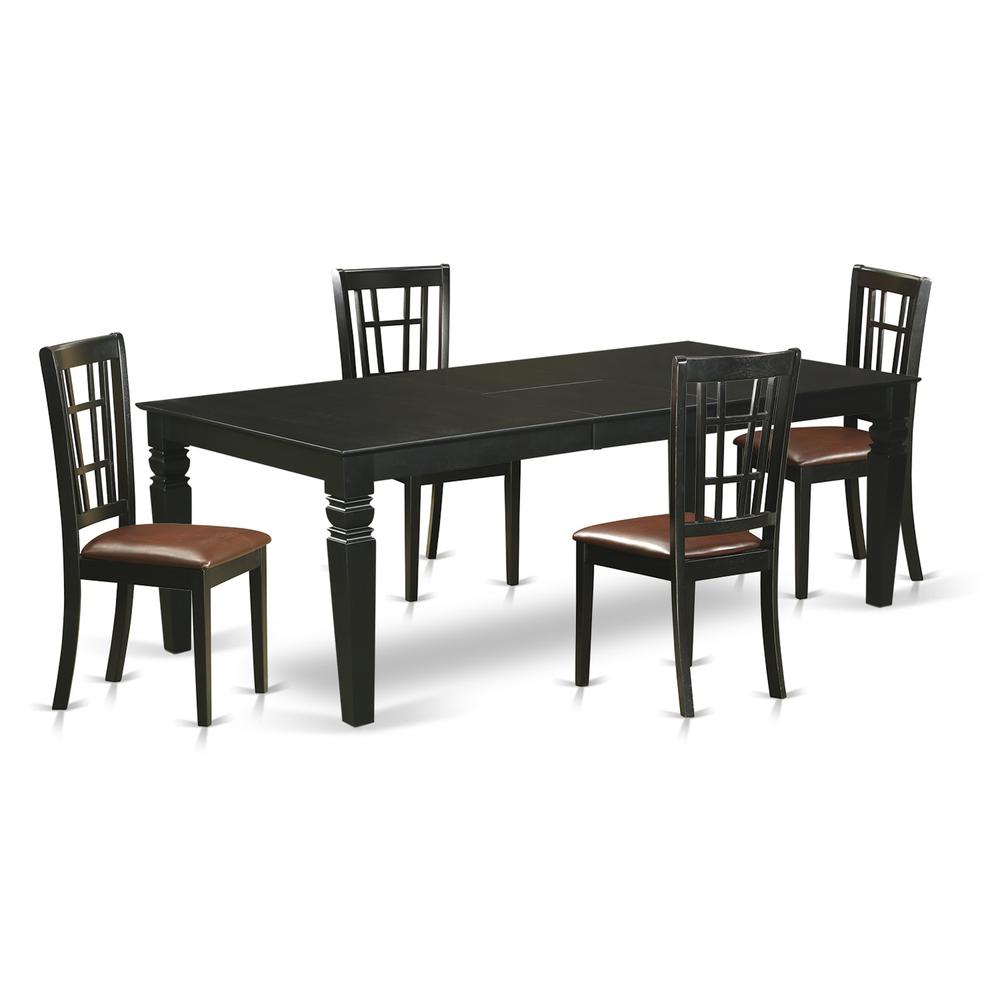 5  Pc  Dinette  set  with  a  Dinning  Table  and  4  Leather  Dining  Chairs  in  Black. Picture 2