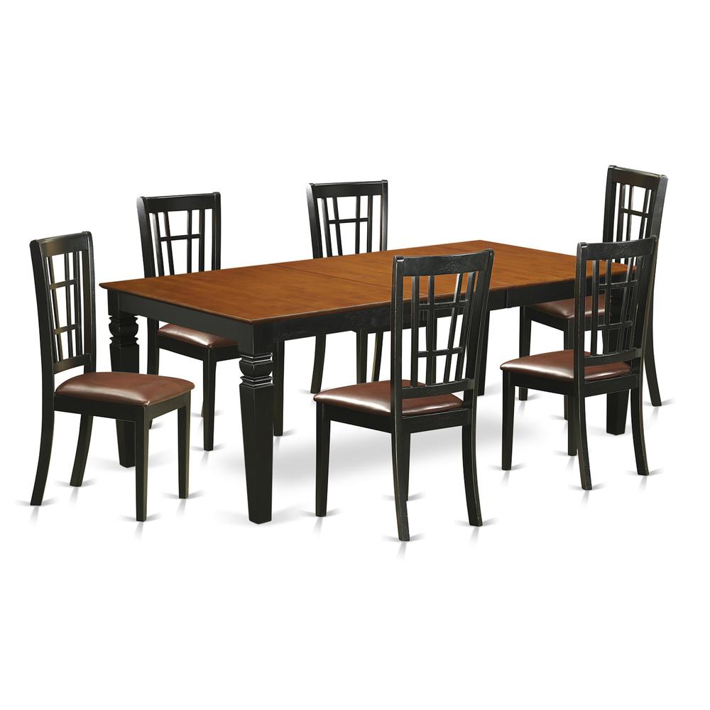 7  PC  Dining  room  set  with  a  Table  and  6  Kitchen  Chairs  in  Black  and  Cherry. Picture 2