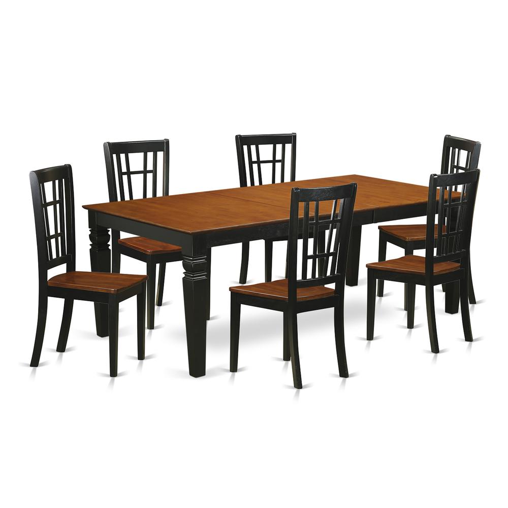 7  PcTable  set  with  a  Dining  Table  and  6  Dining  Chairs  in  Black  and  Cherry. Picture 2