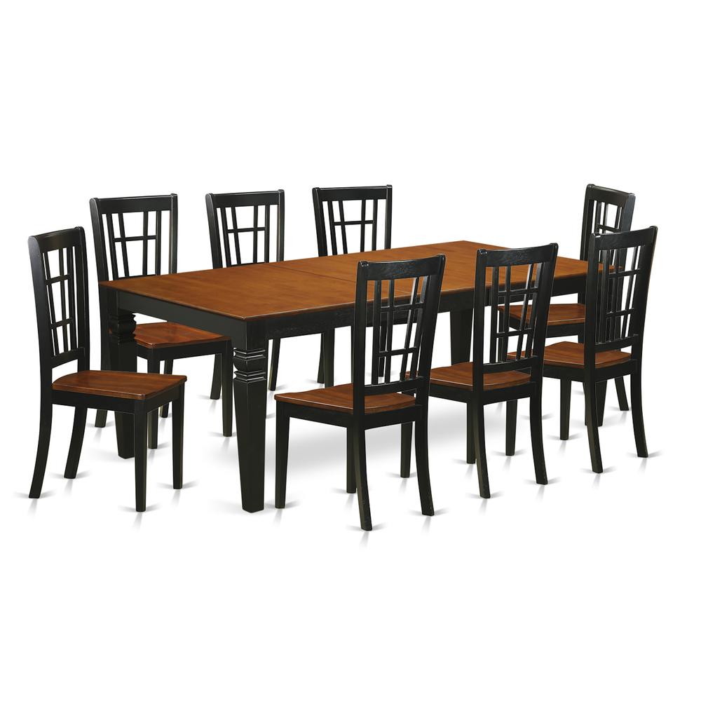 9  Pc  Dinette  set  with  a  Dining  Table  and  8  Dining  Chairs  in  Black  and  Cherry. Picture 2