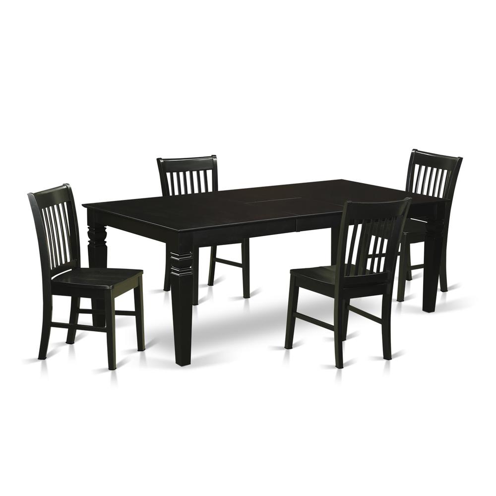 5  Pc  Dinette  set  with  a  Dinning  Table  and  4  Wood  Dining  Chairs  in  Black. Picture 2