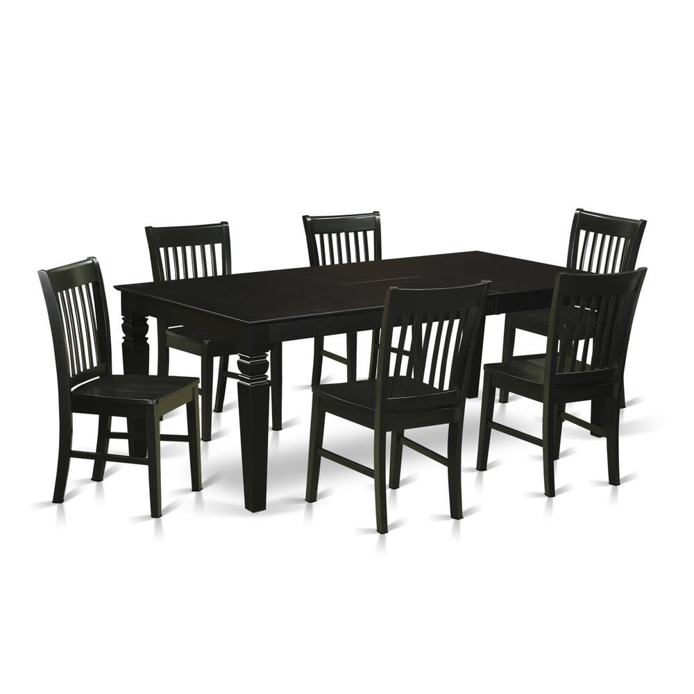 7  Pc  Dining  Room  set  with  a  Dinning  Table  and  6  Wood  Dining  Chairs  in  Black. Picture 2
