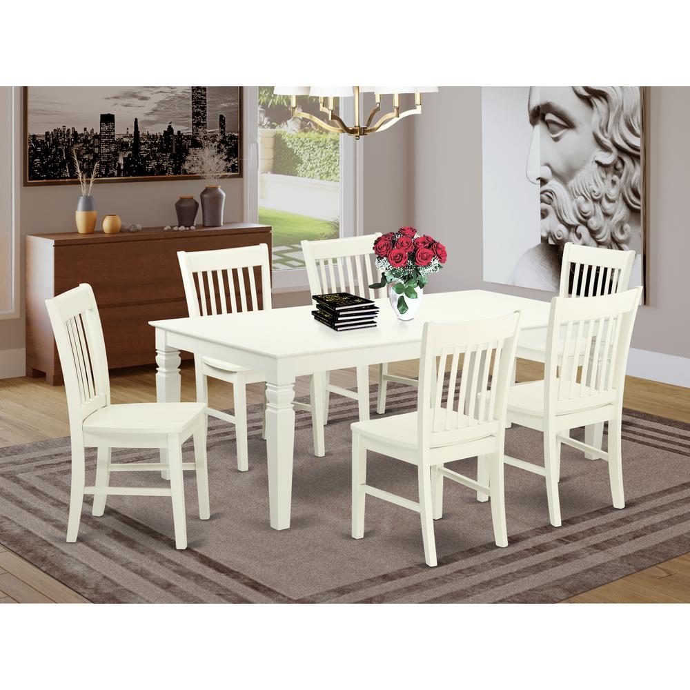 Dining Room Set Linen White, LGNO7-LWH-W. Picture 2