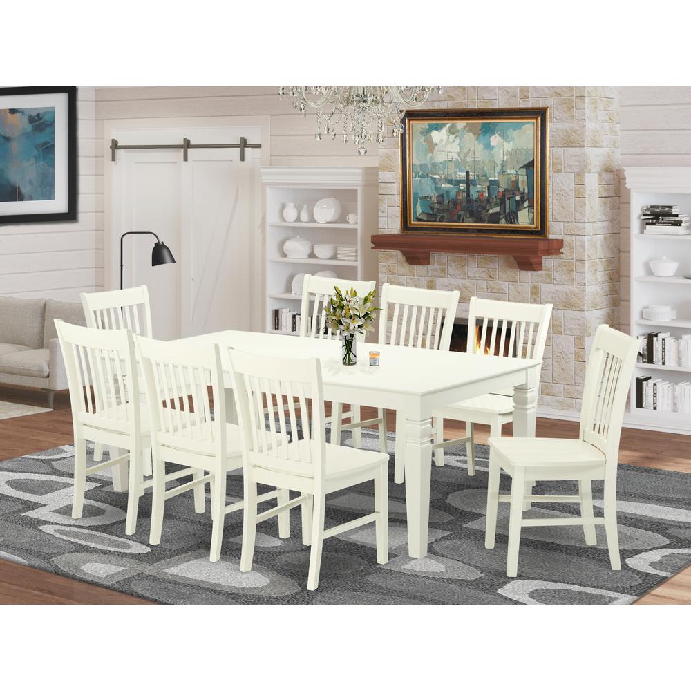 Dining Room Set Linen White, LGNO9-LWH-W. Picture 2