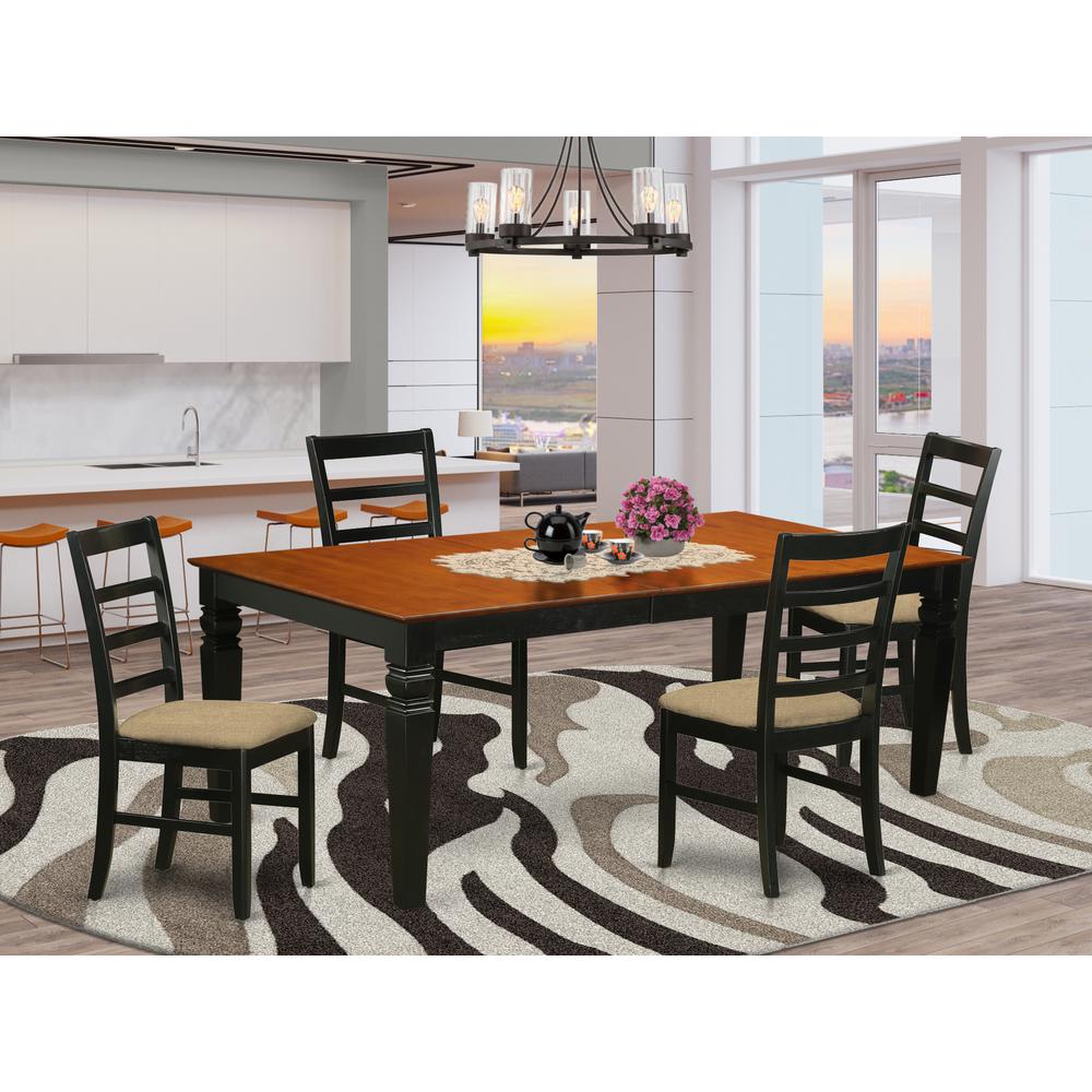 LGPF5-BCH-C 5 PC Dinette Table set with a Dining Table and 4 Dining Chairs in Black and Cherry. Picture 2