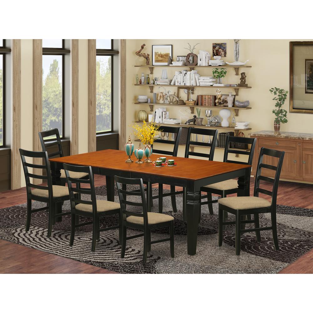 LGPF9-BCH-C 9 Pc Table and chair set with a Dining Table and 8 Kitchen Chairs in Black and Cherry. Picture 2