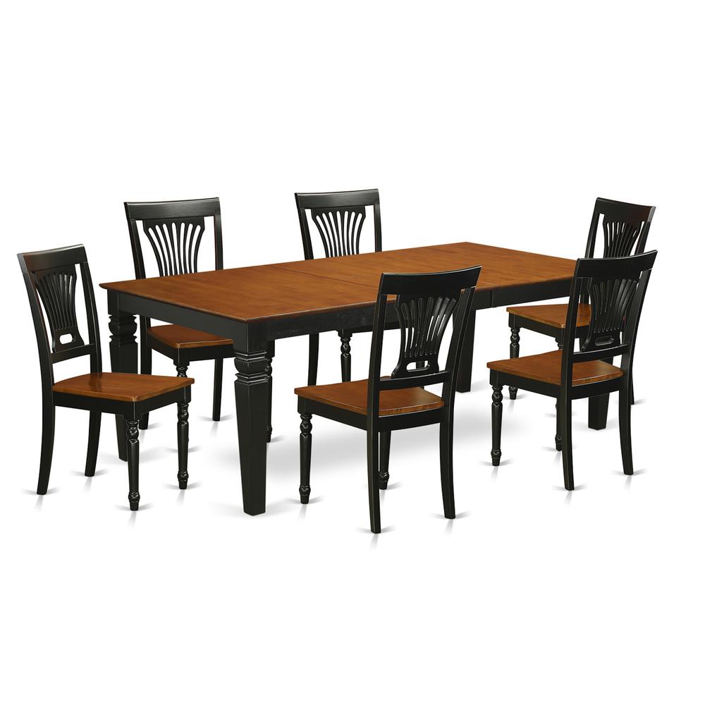 7  PC  Kitchen  Table  set  with  a  Dining  Table  and  6  Kitchen  Chairs  in  Black  and  Cherry. Picture 2