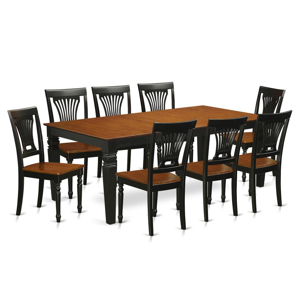 9  PC  Table  and  chair  set  with  a  Table  and  8  Dining  Chairs  in  Black  and  Cherry. Picture 2