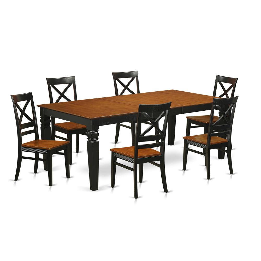 7  PcKitchen  Table  set  with  a  Dining  Table  and  6  Dining  Chairs  in  Black  and  Cherry. Picture 2
