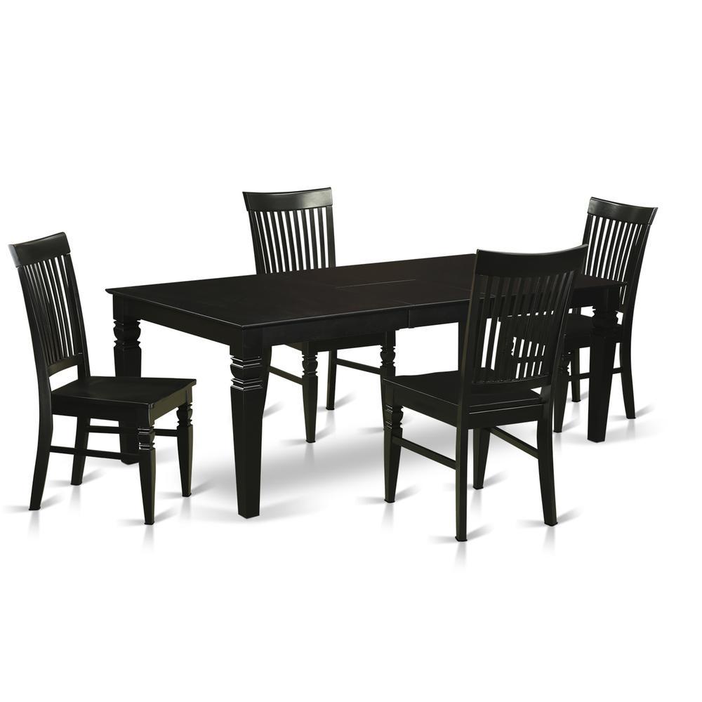 5  Pc  Dinette  set  with  a  Kitchen  Table  and  4  Wood  Dining  Chairs  in  Black. Picture 2