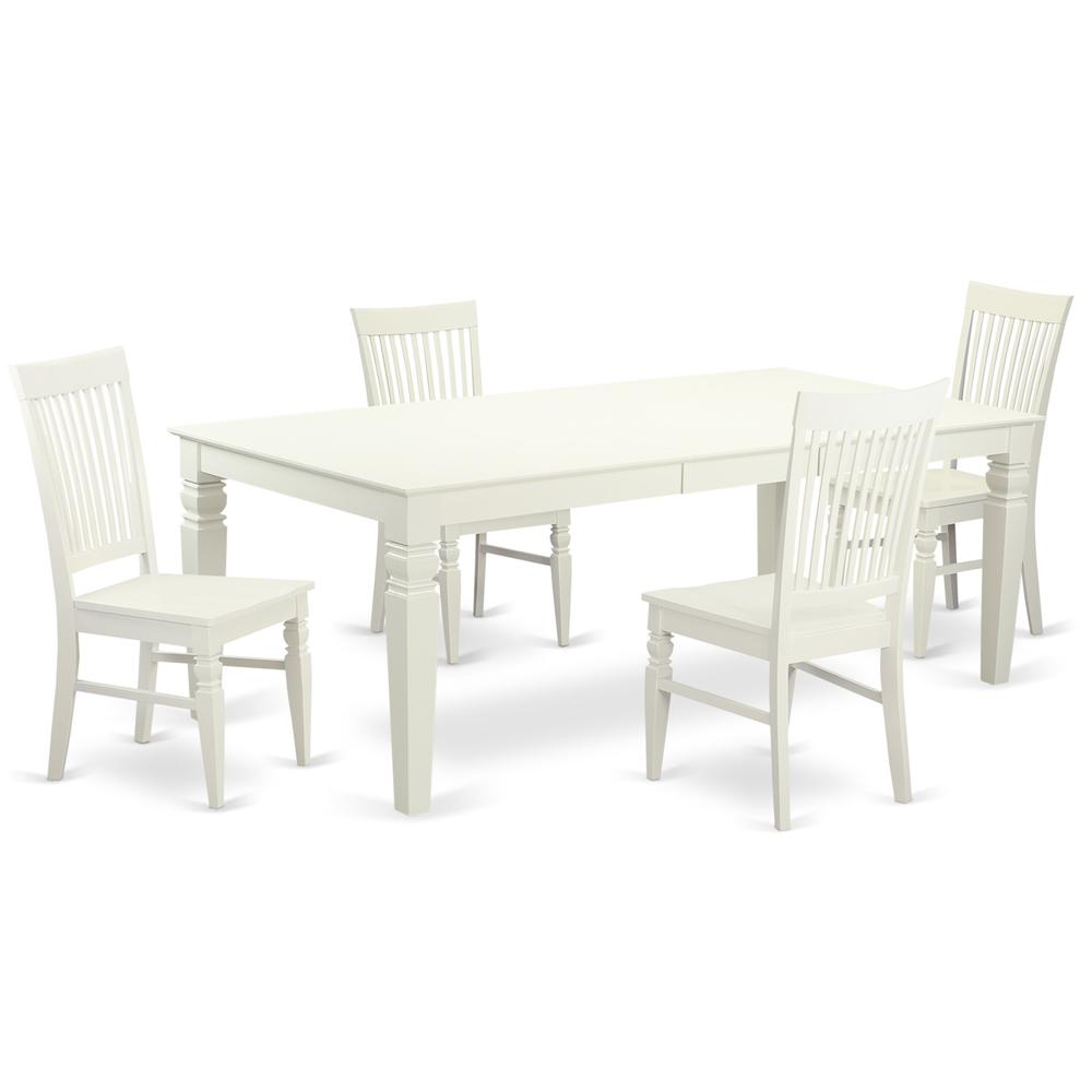 5  PC  Dining  room  set  with  a  Dining  Table  and  4  Dining  Chairs  in  Linen  White. Picture 2